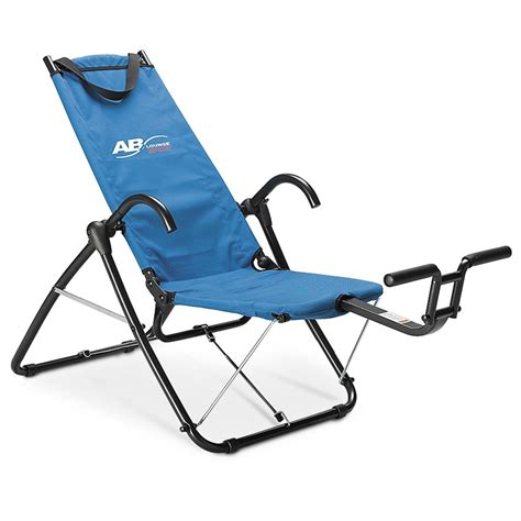 Unique rolled steel frame supports up to 250 pounds; includes workout video. . Ab lounge sport